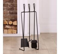 Dibor Contemporary Black Freestanding Fireplace Set with 3 Tools Fireside Companion Set Dibor Black