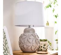 Dibor Contemporary Cermaic Grey Floral Bedroom Living Room Bedside Table Lamp