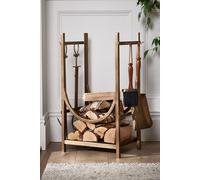 Dibor Contemporary Fireplace Freestanding Gold Fireside Firewood Log Holder, Log Storage Rack with Companion Set Dibor Gold
