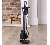 Dibor Contemporary Fireside 4pc Companion Set Freestanding Fireplace Tool Accessory Set Black Fire Set - 75cm High Dibor Black