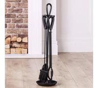 Dibor Contemporary Fireside 4Pc Companion Set Freestanding Fireplace Tool Accessory Set Black Fire Set - 90Cm High