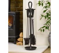 Dibor Contemporary Fireside 4pc Companion Set Freestanding Fireplace Tool Accessory Set Black Fire Set - 75cm High Dibor Black