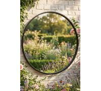 Dibor Contemporary Large Circular Iron Decorative Wall Mounted Mirror Outdoor Garden Framed Mirror 90cm in Black Dibor Black Large