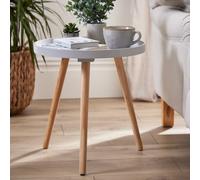 Dibor Contemporary Light Grey And Pinebed Side Table, Living Room Coffee Table