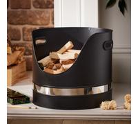 Dibor Contemporary Matte Black Fireplace Coal, Log Storage & Kindling Bucket Basket Dibor Black