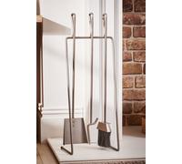 Dibor Contemporary Pewter Antique Fireplace Set with 3 Tools Fireside Companion Set in Grey Dibor Grey