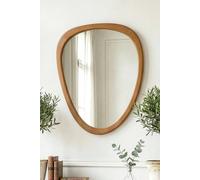 Dibor Contemporary Style Wood Decorative Wall Mirror Bathroom, Bedroom Pebble Mirror H65cm x W50cm in Beige | Size: Medium Dibor Beige Medium