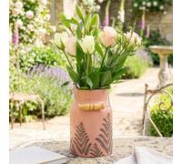 Dibor Coral Pink Fern Churn Ceramic Table Decoration Flower Vase