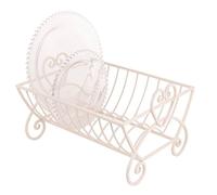 Dibor Cream Cast Iron Kitchen Sink Dish Drainer 10 Compartment Plate Drying Rack