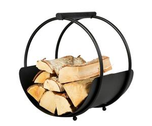 Dibor Curved Log Basket Wood Cradle Matte Black Log Store Wood Basket | Log Burner, Kindling Basket, Hearth Storage, Log Rack, Firewood Basket