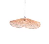 Dibor Curved Rattan Ceiling Light Shade Natural Finish Pendant Light Lamp Shade Kitchen Island Dining Room Living Room Hallway Landing Downlighter Mid-Century Style Lampshade