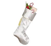 Dibor Deluxe Luxury Silver Crushed Velvet Christmas Stocking (CR07)