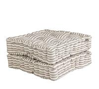 Dibor Dining Chair Seat Pad Set - 2 Chair Mattress Cushions (Grey Stripe) | Machine Washable, 100% Cotton, Recycled Polyester Fibre Filling, Striped, Carrying Handle, Seat Pad, Bench Cushion