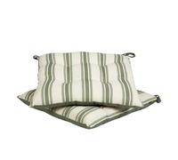 Dibor Dining Chair Seat Pad Set - 2 Tie On Chair Cushions (Green Stripe) | Machine Washable, Tie-On, 100% Cotton, Recycled Polyester Fibre Filling