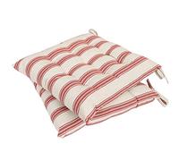Dibor Dining Chair Seat Pad Set - 2 Tie On Machine Washable Chair Cushions (Red Stripe) - BK08