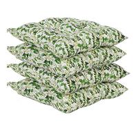 Dibor Dining Chair Seat Pad Set - 4 Tie On Chair Cushions (Green Leaves)