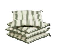 Dibor Dining Chair Seat Pad Set - 4 Tie On Machine Washable Chair Cushions (Green Stripe)