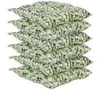 Dibor Dining Chair Seat Pad Set - 6 Tie On Chair Cushions (Green Leaves)