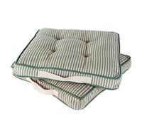Dibor Dining Chair Seat Pad Set of 2 Sage Green Striped Chair Cushions | Machine Washable, Handles, 100% Recycled Cotton, Recycled Polyester Filling