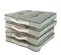 Dibor Dining Chair Seat Pad Set of 4 Sage Green Striped Chair Cushions | Machine Washable, Handles, 100% Recycled Cotton, Recycled Polyester Filling