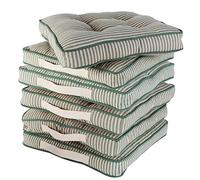 Dibor Dining Chair Seat Pad Set of 6 Sage Green Striped Chair Cushions | Machine Washable, Handles, 100% Recycled Cotton, Recycled Polyester Filling