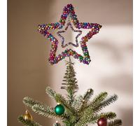 Dibor Double Multi-Coloured Jingle Bell Star Christmas Decorations Tree Topper