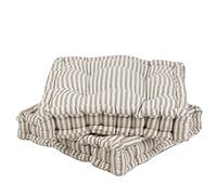 Dibor Extra Large Grey Striped Indoor Floor Cushions Set of 2 Mattress Seat Pads