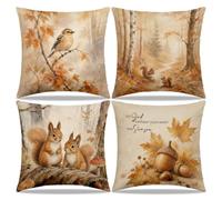 Dibor Fall Bird Squirrel Christian Throw Pillow Covers 18x18 Set of 4