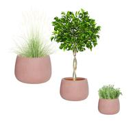 Dibor Fibre Clay Plant Pots Indoor/Outdoor Modern Rippled Finish Flower Pot Planters Patio Decking Lawn Doorstep Porch Houseplant Shrub Topiary Bush Plant Pot Clay Planters (Terracotta, Full Set)