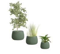 Dibor Fibre Clay Plant Pots Indoor/Outdoor Modern Rippled Finish Flower Pot Planters Patio Decking Lawn Doorstep Porch Houseplant Shrub Topiary Bush Plant Pot Clay Planters (Green, Full Set)