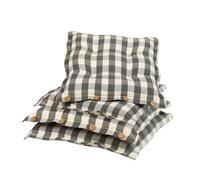 Dibor Garden Chair Cushions Gingham Outdoor Seat Pads (Set of 4, Grey) | 100% Cotton, Buttoned Edge, Recycled Polyester Filling