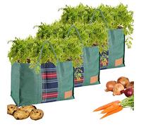 Dibor Garden Grow Bag Set of 3 Vegetable Tomato Jute Planter Bags (Green Tartan)