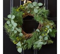 Dibor Giant Eucalyptus Hedgerow Xmas Wreath Front Door Christmas Wreath 50cm in Green Dibor Green