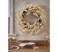 Dibor Giant Pampas Pre-Lit Festive Decor Front Door Christmas Wreath 55cm in White Dibor White