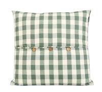 Dibor Gingham Scatter Cushion 100% Cotton Machine Washable Cover (Green) | Removable Cover, Chequered Print, Water Repellent Finish, Buttons