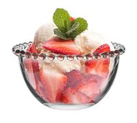 Dibor Glass Breakfast Bowl with Beaded Edge, Extra Strong Alfresco Dining Tableware - W13cm