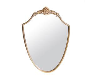 Dibor Gold Frame Wall Mirror Antique Style Large Wall Mirror with Distressed Effect Finish Living Room Mantelpiece Bedroom Hallway 74 x 53cm (Shield)