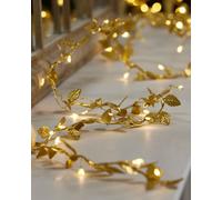Dibor Golden Leaves Pre-Lit String Xmas Table Decor Christmas Garland 2m in Gold Dibor Gold