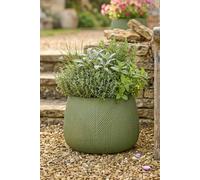 Dibor Green Small Fibreclay Symmetry Stripe Summer Outdoor Planter Plant Pot H20 X Dia29Cm