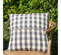 Dibor Grey Gingham Buttoned Summer Outdoor Garden Chair Bench Cushion L50Cm X W50Cm
