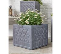 Dibor Grey Medium Embossed Fibreclay Summer Outdoor Garden Planter Plant Pot Dibor Grey M