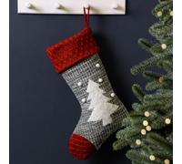 Dibor Grey Sweater Knit Tree Xmas Gift Decoration Christmas Stocking For Kids