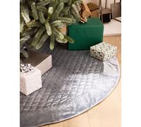 Dibor Grey Velvet Quilted Christmas Tree Decoration Christmas Tree Skirt 36"