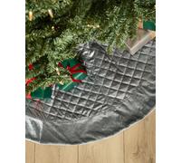 Dibor Grey Velvet Quilted Christmas Tree Decoration Christmas Tree Skirt 48"