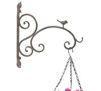 Dibor Hanging Basket Bracket Vintage Style Cast Iron Wall Mounted Hanging Basket Hooks with Bird Decoration Ornate Scrolled Hanging Basket Brackets