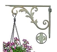Dibor Hanging Basket Brackets Cast Iron Wall Hook (Ornate Green) | Vintage Style, Garden Decor, Heavy Duty, Recycled Metal, Plant Hanger Hooks, Wall Mounted