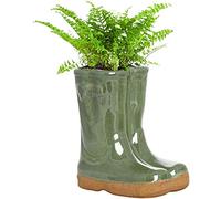 Dibor Herb Planter Wellington Boot Flower Pot Wedding Anniversary Winter Gardening Gift (Small Double, Green)