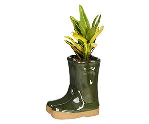 Dibor Herb Planter Wellington Boot Large Dark Green Flower Pot | Drainage Hole, Removable Stopper, Wellington Boot, Welly Boot, Planter, Flower Pot, Gardening Gift