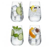 Dibor Highball Glasses Set of 4 Ribbed Drinking Glassware 650ml Tumbler Set