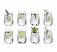 Dibor Highball Glasses Set of 8 Ribbed Drinking Glassware 650ml Tumbler Set